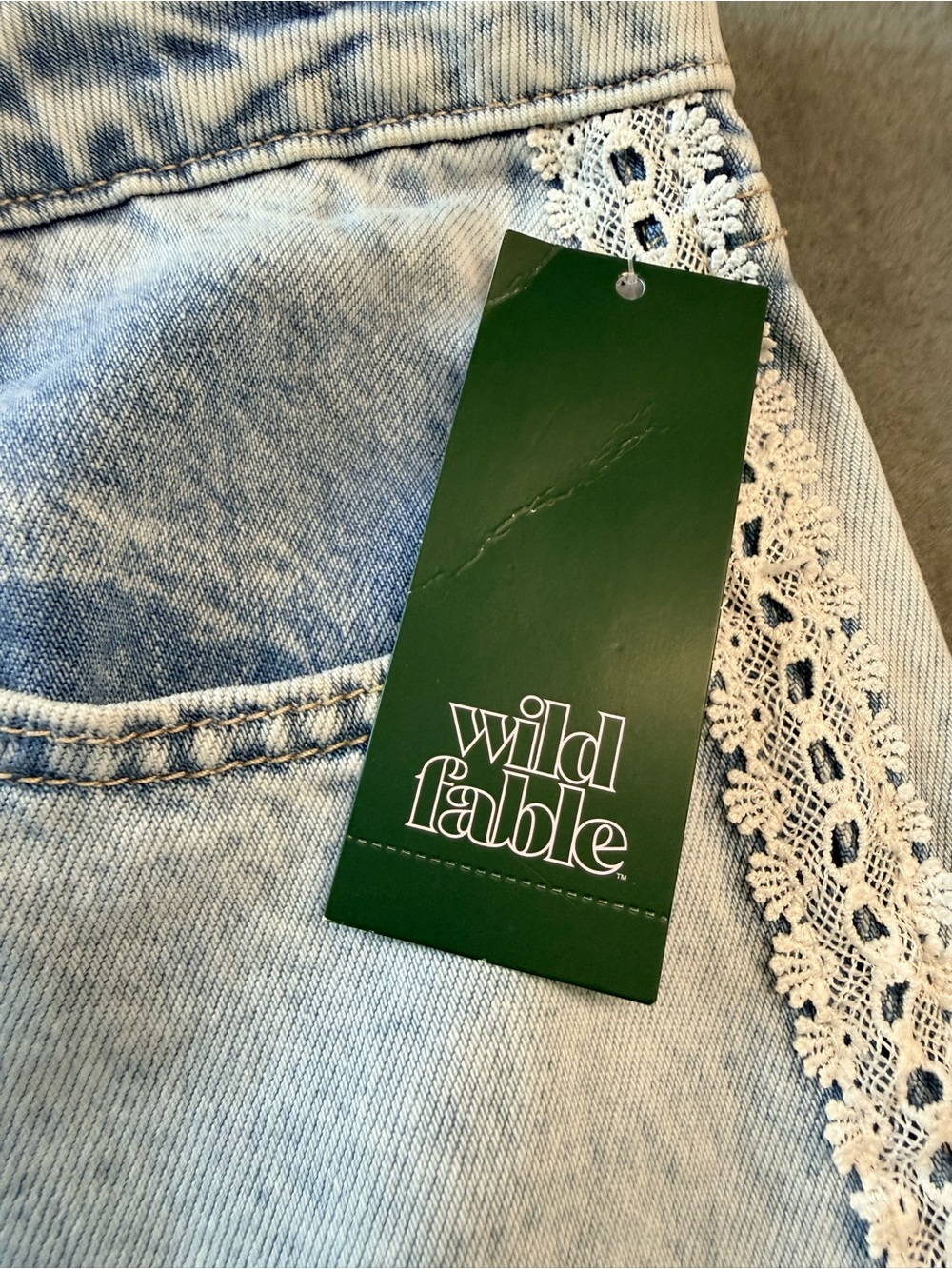 wild fable Light Blue Wide Leg Jeans with Lace Side Trim - Picture 3 of 12